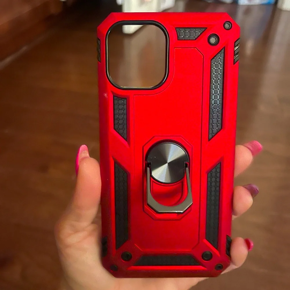 Red iPhone 12 pro max case kickstand Ring holder